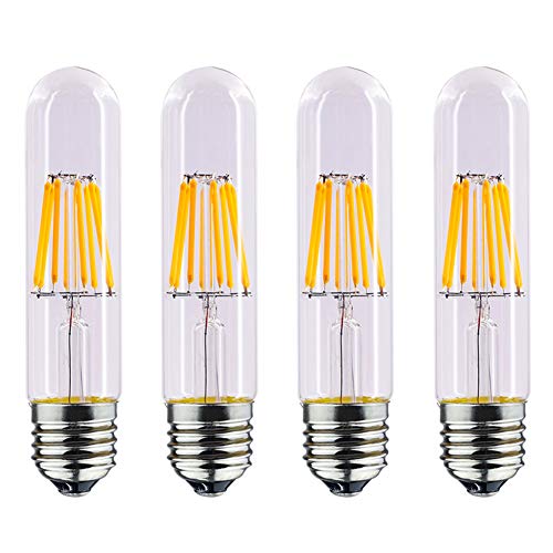MD Lighting 6W Dimmable E26 Edison LED Light Bulbs, T30 Amber LED Filament Tubular Light Bulb