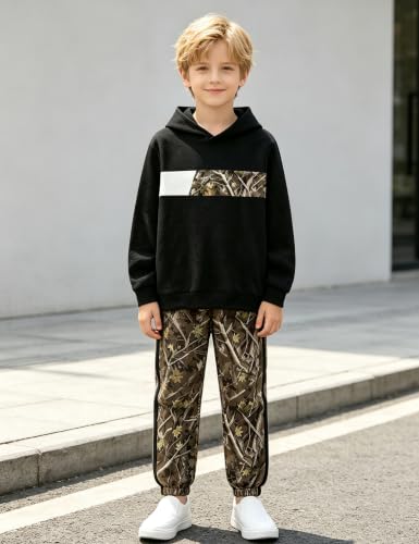 Image of Boys Clothes Boy Outfits 2-Piece Long Sleeve Hoodie and Camouflage Pants Boys Fall Winter Clothes for 6-16 Years