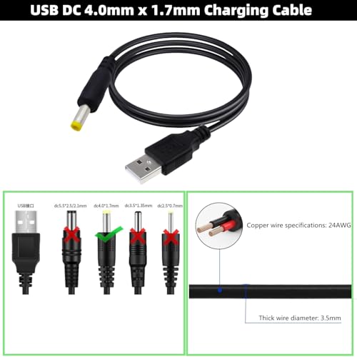 Cable de alimentación USB a DC 5V 4.0x1.7mm Sam&Johnny 2 unidades miniatura 4