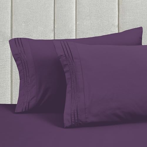 Image of Mocassi Luxury 4-Piece Sheet Set, Ultra Soft 1800 Premium Hotel Quality Microfiber Sheet Set, Fits Mattresses Up to 18 to 24 Inches Extra Deep Pocket - Breathable and Secure Fit, Twin XL, Purple