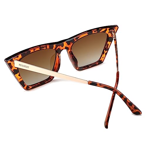 FEISEDY Vintage Square Polarized Cat Eye Sunglasses for Women Men Trendy Fashion Sunnies B23823