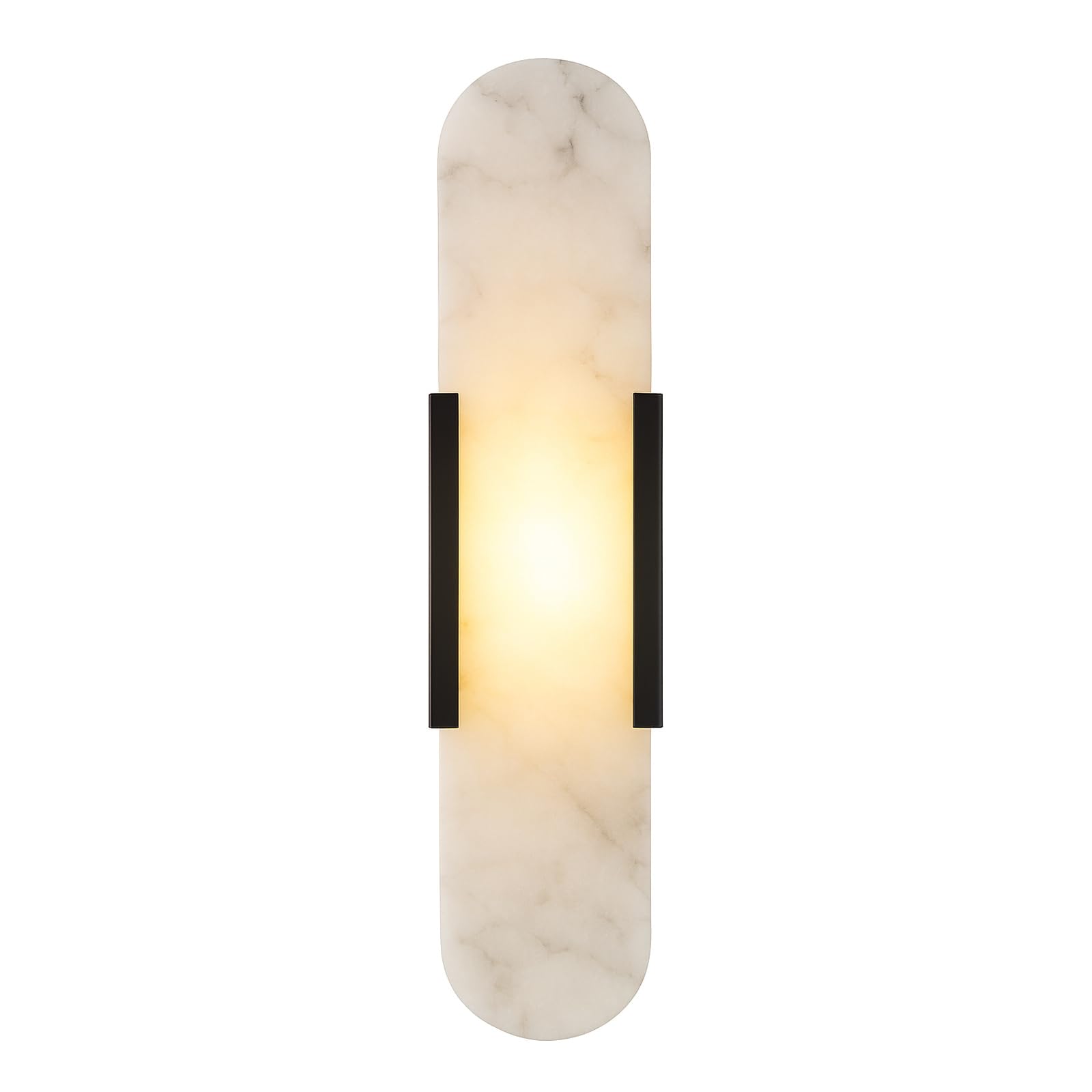 HYJAUSXB Modern Alabaster Wall Sconce Light – Marble Lamp Fixture for Bathroom Vanity, Bedroom, Living Room, Hallway Hardwired Gold Fixtures, Lamps Room Decor(Black,35CM)