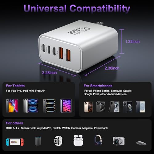Image of USB C Charger Block Fast Charging, 60W Phone Charger USBC Wall Plug Adapter