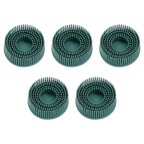 Image of HARFINGTON 5pcs Bristle Disc 2 inch 50 Grit Abrasive Brush Deburring Electric Disc Brush with Quick Change Lock Abrasive Coating Removal Disc for Metal, Green