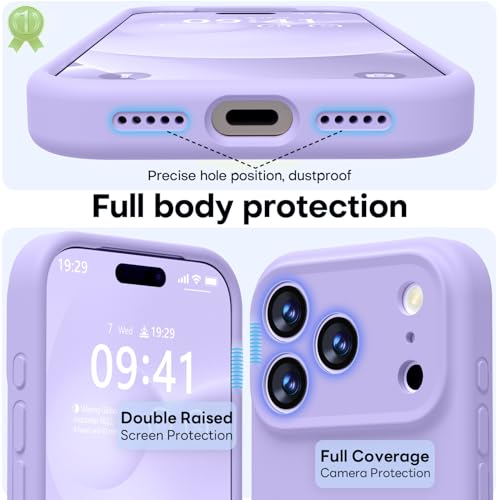 Image of LOVE 3000 Designed for iPhone 17 Pro Max Case, Premium Silicone [Compatible with Magsafe][Soft Anti-Scratch Microfiber Lining] Shockproof Protective Phone Case for Men Women 6.9 inch, Light Purple