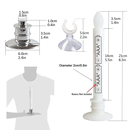 Image of 2 Pack Flameless Taper Candles with Remote /Timer & Suction Cup, Battery Operated Flickering LED Window Candles, Vintage Christmas Electric Fake Candlesticks, Silver Holder