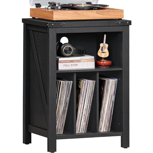 Plattenspieler Ständer mit Vinyl-Plattenständer,Schwarz Plattenspieler...