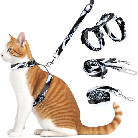 Cat Harness and Leash Set, Escape Proof Cat Harness, Comfortable Soft Lightweight Cat Leash, Use Safe and Easy, Outdoor Walking Travel Kitten Harness for Small Medium Large Cats