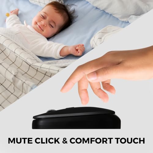 Image of Trands TR-MU8564 Wireless Bluetooth Mouse & 2.4GHz Dual Mode, Rechargeable Mouse 500mAh, Ergonomic Design with Metal Scroll, DPI Adjustable 800 /1200 /1600, Windows, Mac Laptop & PC Compatible (Black)