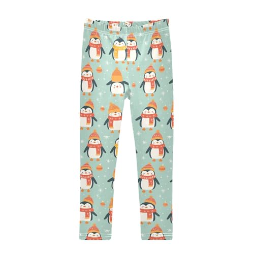 KLL Christmas Pattern Cute Penguins Toddler Girl Leggings Soft High Waisted Sweatpants Gym