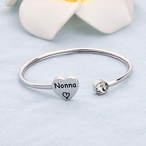 BEKECH Nonna Jewelry Gifts Nonna Cuff Bracelet - Italian Grandmother Mother's Day Gift4