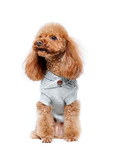 Classic Cable Knit Pet Dog Cat Sweater Warm Dog Sweater Small Dog Sweaters pet Sweater Dog Winter Clothes (L, Grey)