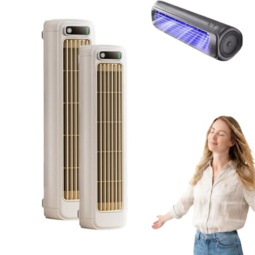 EpiCooler Cooling Power Portable Air Conditioner with 3 Speeds USB Charging for bedroom Kitchen Office (Beige 2PCS)