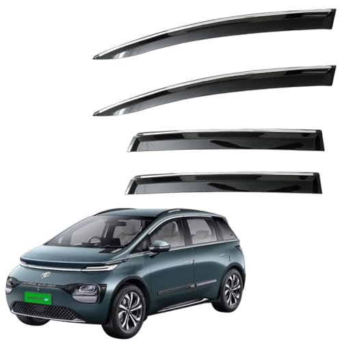 Image of CAR SAAZ Unbreakable Chrome Smoke Door Visor for MG Windsor Pro (2024-present)| Premium Sun, Rain Wind Deflector Chrome Strip Side Door Rain Visor - Set of 4 Pcs