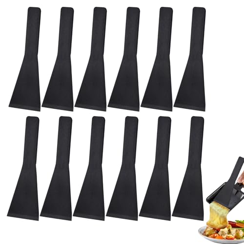 12 Stück Raclette Schieber, Raclette Schaber Pfannenwender Küchenwerkzeuge Hitzebeständig Spatel Pfannenwender Klein für Antihaft-Kochgeschirr Gourmetteller Bratpfanne Käsespachtel Frischkäsespachtel