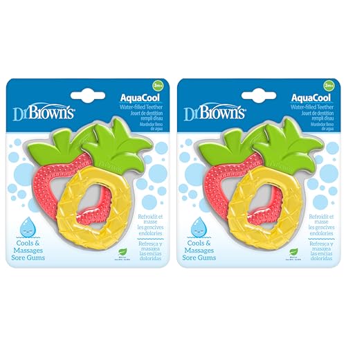 Image of Dr. Brown's AquaCool Water-Filled Teether, Cooling Baby Teether Toy for Sore Gums, Apple Pineapple, BPA Free, 3m+, 4-Pack