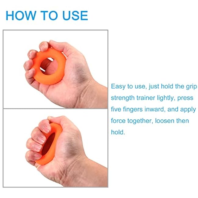 uxcell Hand Grip Strengtheners, 5 Level: 20/30/40/50/60Lbs Silicone Rings Fingers Forearms Exercise Grip Trainer for Rock Climbing Athletes Workout