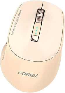 ماوس لاسلكي قابل لإعادة الشحن بوضعي بلوتوث/ 2.4 جيجا هرتز 10 متر، ونقر صامت، 4 أزرار مع مؤشر طاقة وزر تشغيل/ إيقاف- 1600 نقطة لكل بوصة- خفيف الوزن، مناسب للأعمال المكتبية حتى 10 متر| بيج، FV-985