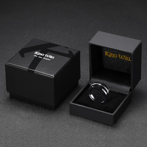 Image of King Will Tungsten Carbide Wedding Band for Men Women-6 /8 /10mm Width Multicolor Available with Grooved Center Wedding Ring Suitable for Work, Gym Comfort Fit Size 4-16