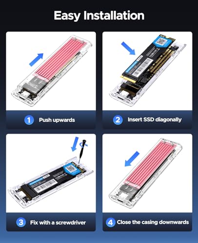 Image of ORICO Transparent -Free USB3.1 Type-C Gen2 10Gbps to m.2 SSD Enclosure for Intel 660p NVMe m-Key SSD up to 2TB