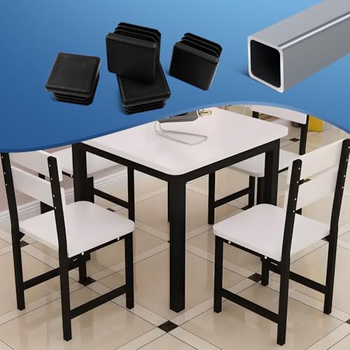 Image of 20 Pack End Cap Square Tubing Black Plastic Plug, for End Caps for Metal Tubing, Chair Leg Inserts for Metal Legs 2 Sizes (1'' Inch 0.75'' Inch)
