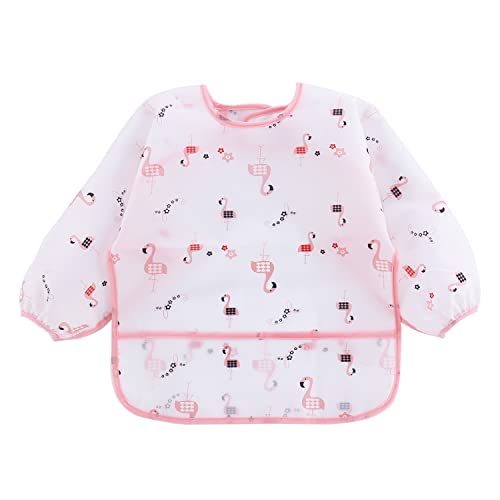 PandaEar 5 Pack Long Sleeve Bibs| Waterproof Full Bib with Sleeves for Babies Infant Toddler 6-24 Months| Mess Proof Baby Smock for Eating| Baby Apron for Feeding3