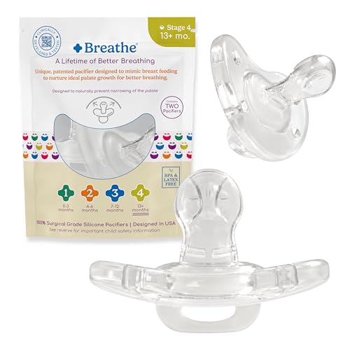 Breathe Orthodontic Baby Pacifier - 13+ Months Natural Oral & Facial Development BPA-Free Latex-Free Pediatrician Developed 100% Silicone 2 Pack