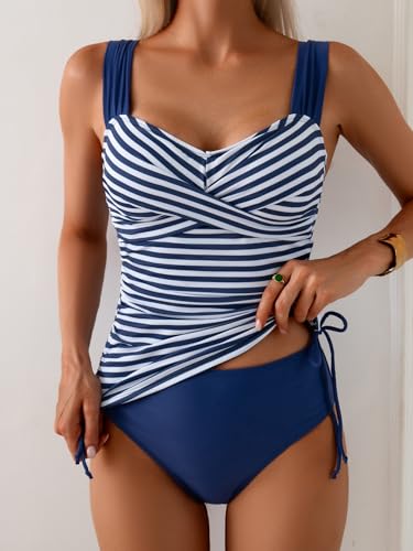 Image of B2prity Tankini Swimsuits for Women Tummy Control Two Piece Bathing Suit High Waisted Wrap Swim Suit with Bottom Swimwear