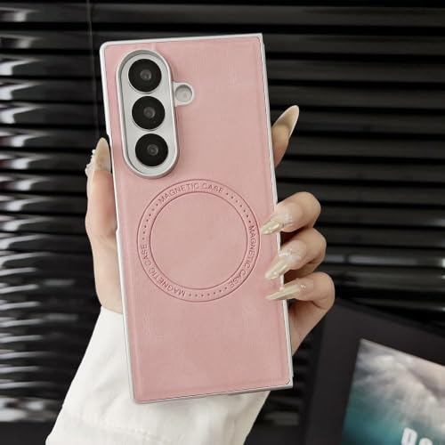 Étui en Cuir Rétro Rose de Qualité Supérieure pour Galaxy Z Fold 5