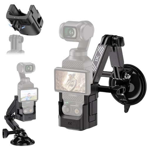 JJC Osmo Pocket 3 4 Suction Cup Mount & Expansion Adapter Foldable Car Dash Cam Mount for DJI Osmo Pocket 4 3 Detachable Windshield Suction Cup Holder for Osmo Action 6/5 Pro/4/3 & Hero 13/12/11/10