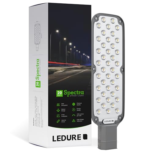 Image of Ledure Spectra 20W Cool White Halo LED Street Light-Pack of 1 | IP-65 & IP-66 Ultra Bright Energy Efficient Outdoor Waterproof Lamp | Durable Housing for Parking, Garden, Playground, Roads & Sidewalks
