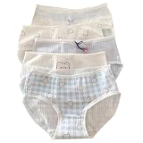 Neglance Cute Bear Korean Ruffled Panties for Teen Girls Breathable Cotton Fabric Mid Rise 5 Pairs Cartoon Anime Underwear (White,Bear)