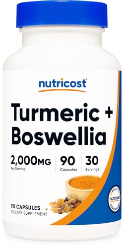 Nutricost Turmeric + Boswellia Supplement (2000mg) 90 Capsules - with BioPerine® (15mg), 95%