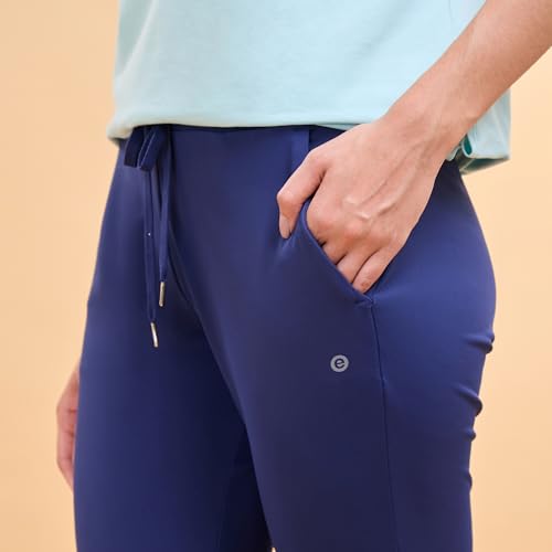 Image of Enamor Mid Rise 7 /8th Length Drawstring Closure Travel Pants for Women - Relaxed Fit, Quick Dry, Antimicrobial - E068