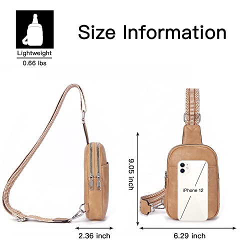 Telena Sling Bag For Women Vegan Leather Fanny Pack Crossbody Bags Chest Bag For Women Camel Brown #TOP5