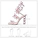 VOZTOLLS Strappy Heels for Women Rhinestone Crystal High Block Heeled Sandals Square Open Toe Sparkly Dress Prom Heels Shoes for Party Wedding Pink Size 8.5