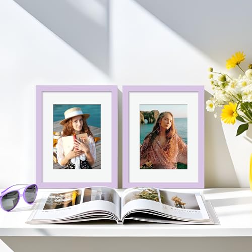 Image of upsimples 8.5 By 11 Picture Frame, Display Pictures 6x8 with Mat or 8.5 x 11 Without, Wall Hanging Photo Frames, Purple, 1 Pack