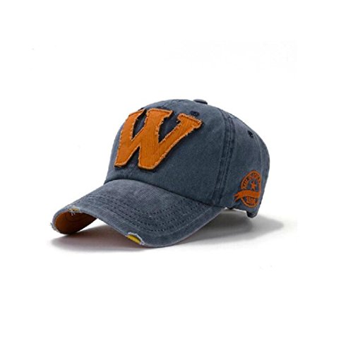 QuickZ SnapBack sombreros Unisex verano letra W Hockey béisbol Gorras Hip Hop gorros (azul)