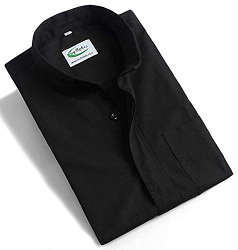 Ivyrobes Men's Short Sleeves Tab Collar Clergy Shirt Xxx-Large Black (Necksize 17") #TOP3