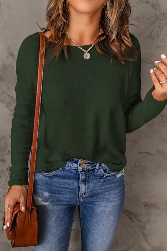 Image of Womens's Drop Shoulder Casual Loose Crewneck Lightweight Long Sleeve Pullover Sweaters