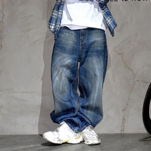 Men’S Hip Hop Distressed Baggy Cargo Pants Button Fly Midweight Casual Style Trousers Full Length Jeans3