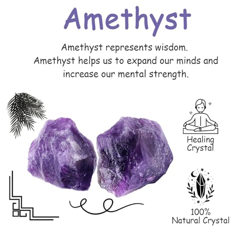 Image of 2Pcs Amethyst Crystals 1.8-2.2 inch Large Purple Raw Stones Rocks