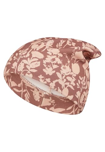 Sterntaler Beanie Ranken weiche Mädchen Mütze aus Sweat mit Blumenmuster Flauschige Innenseite - modisch und warm ideal für Frühjahr und Herbst - Kinder Übergangsmütze Rosenholz Größe 55
