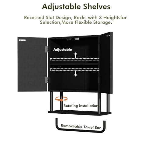 RUSTOWN Fluted Bathroom Wall Cabinet with 2 Doors, 3-Tier Medicine Cabinet by RUSTOWN - Used condition - Image 7