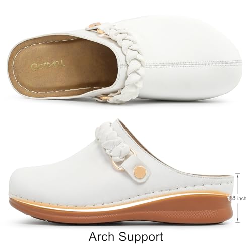 Image of Comfortable Clogs for Women Closed Toe Mules Slip On - Summer Casual Womens Clogs Mules Backless Arch Support Wedge Platform Sandals All-Day