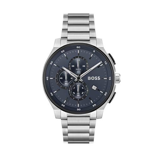 BOSS Reloj Cronógrafo de Cuarzo para Hombre Colección Peak 2.0 con Correa de Acero Inoxidable Plateada - 1514189