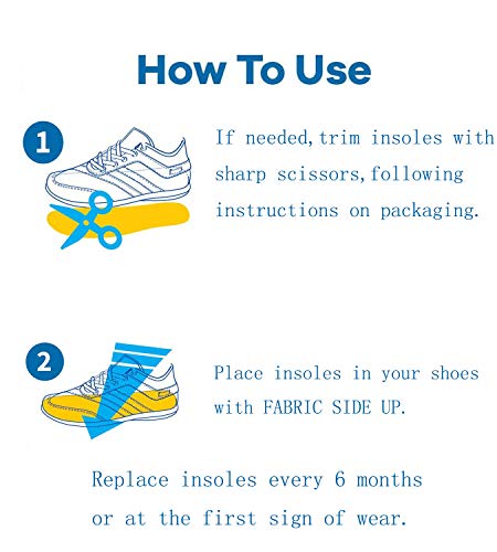 2 Pairs Casual Shoe Insoles Excellent Shock Absorption And Cushioning For Feet Relief, Comfortable Inserts For Men (Us 7-13), Women (Us5-14) And Kids (3Y-6Y) For Everyday Use (Large, Denim Blue) #TOP6