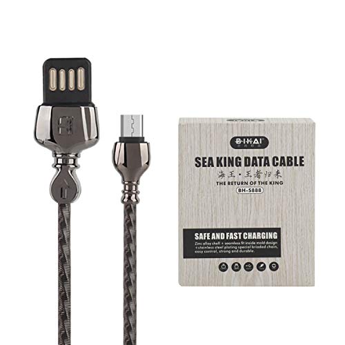 Micro USB Cable, (1-Pack) Charging Cord High Speed Durable Fast Charging USB Charger Android Cable for Samsung Galaxy S7 Edge S6 S5,Android Phone,LG (Metal Black 3.3ft)