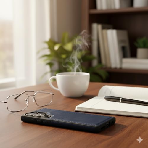 Image of Leather Case for Samsung Galaxy S23 Ultra Premium Protective Stylish Slim Cover with Shockproof Raised Edges Blue