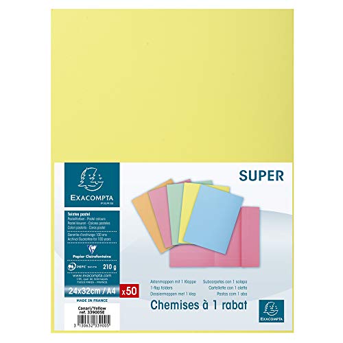 Exacompta, Ref 339005E, Super 210 1-Flap Folders, 240 x 320mm in Size, Suitable for Holding A4 Documents, 210gsm Card - Image 3